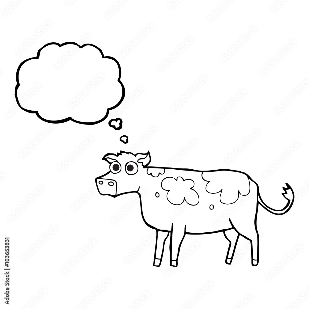 Obraz premium thought bubble cartoon cow