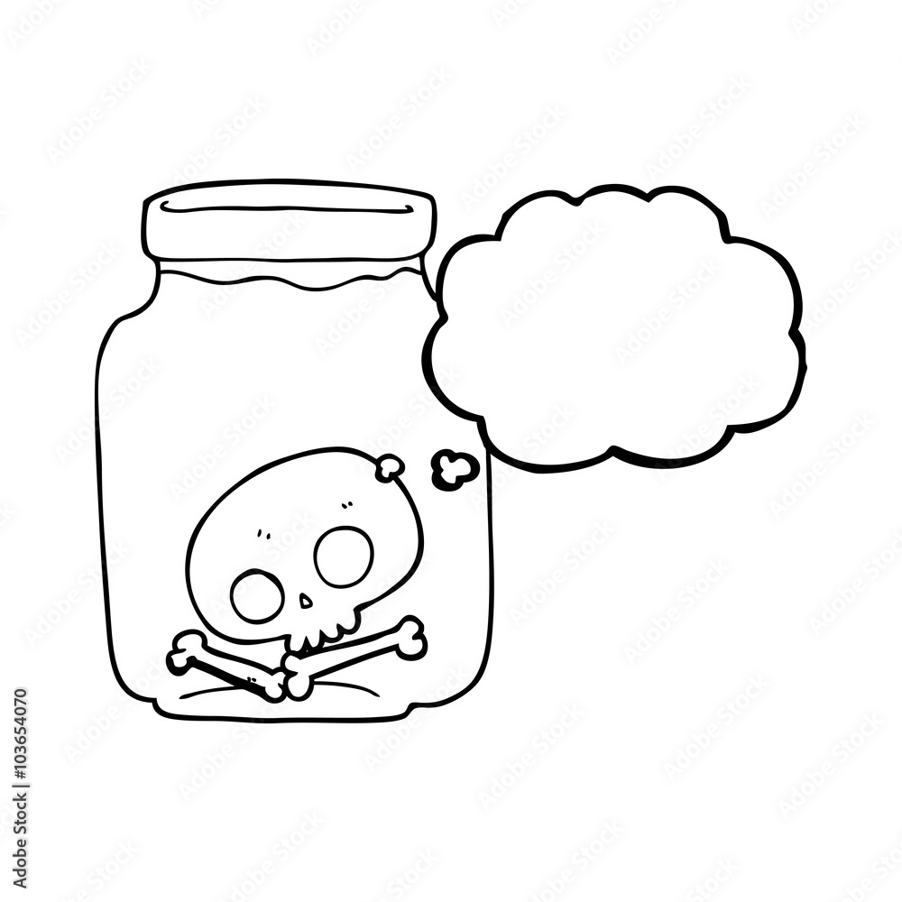 thought bubble cartoon jar with skull thought bubble cartoon jar with skull