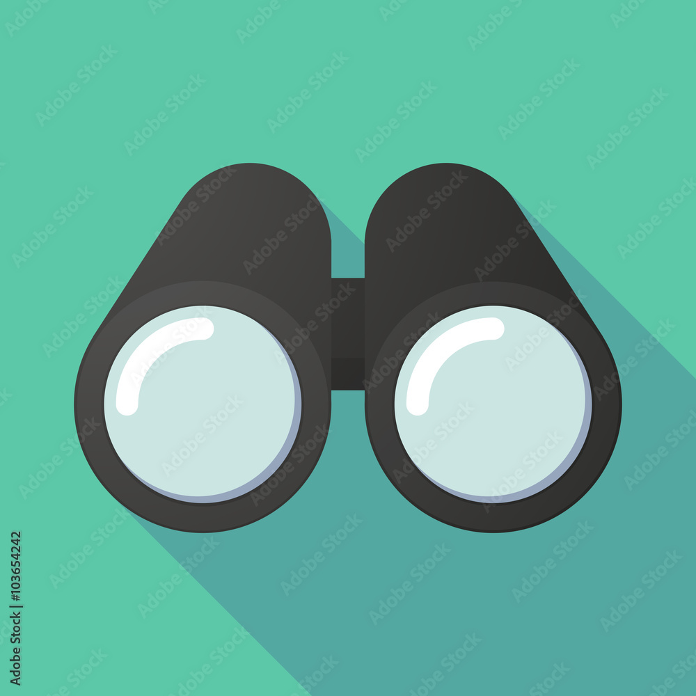 Illustration of a long shadow black binoculars Illustration of a long shadow black binoculars