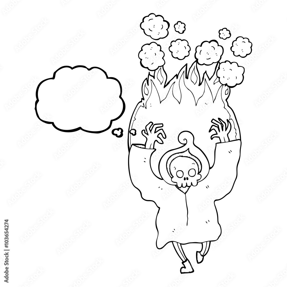 thought bubble cartoon dancing flaming death skeleton thought bubble cartoon dancing flaming death skeleton