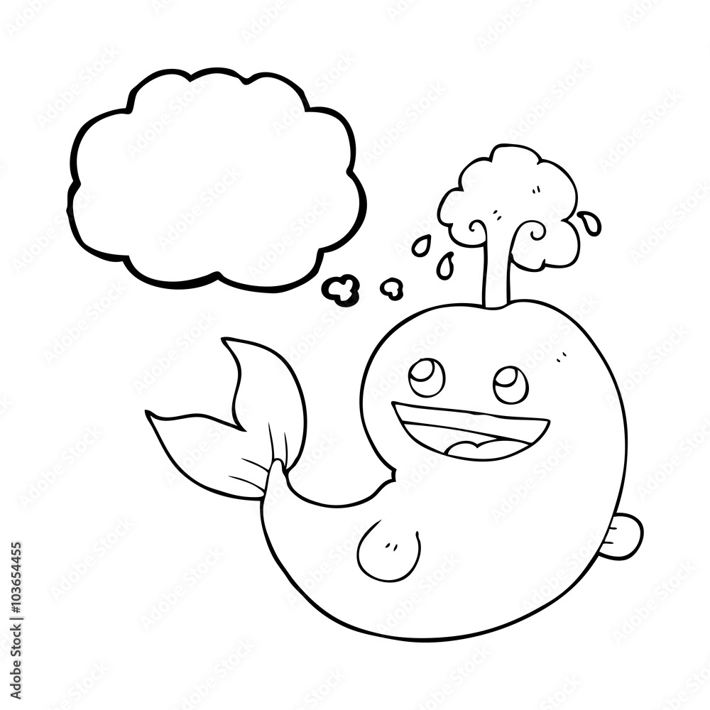 thought bubble cartoon whale spouting water