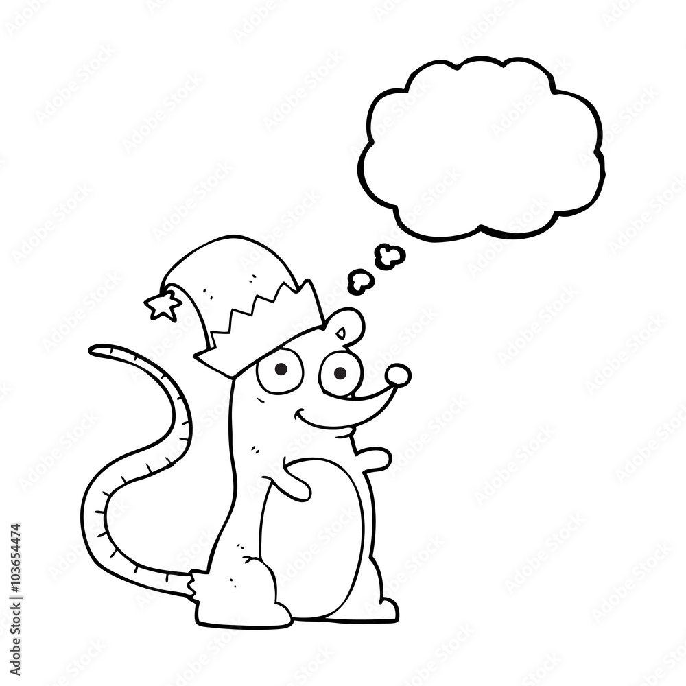 thought bubble cartoon mouse wearing christmas hat thought bubble cartoon mouse wearing christmas hat