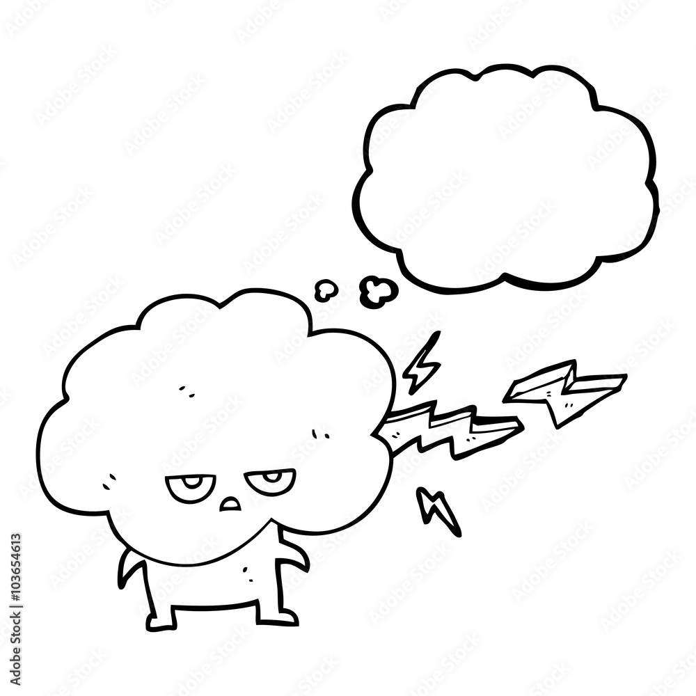 thought bubble cartoon raincloud character shooting lightning thought bubble cartoon raincloud character shooting lightning