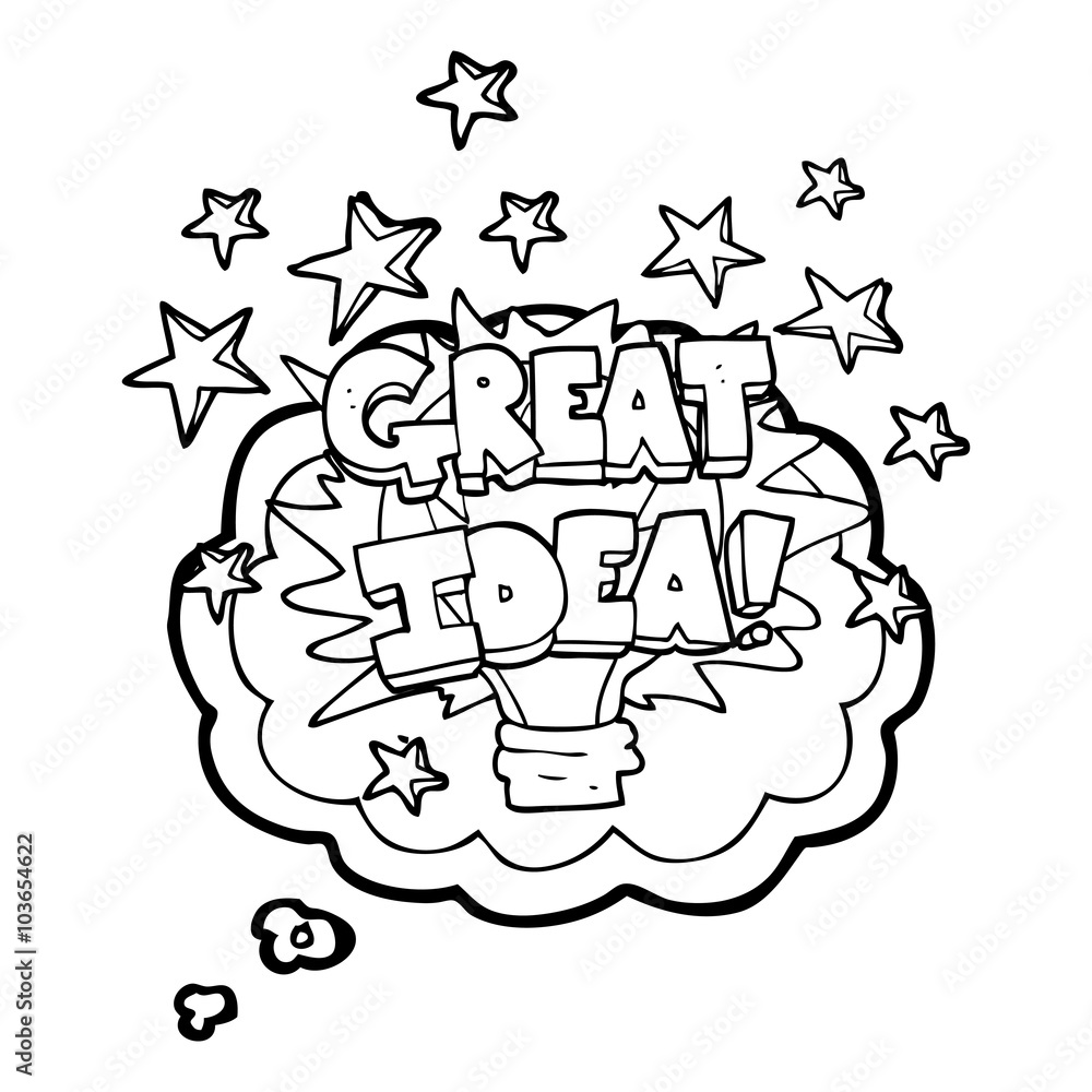 Obraz premium thought bubble cartoon great idea light bulb symbol