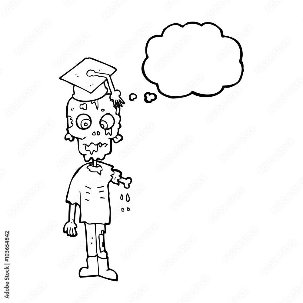 thought bubble cartoon zombie student thought bubble cartoon zombie student