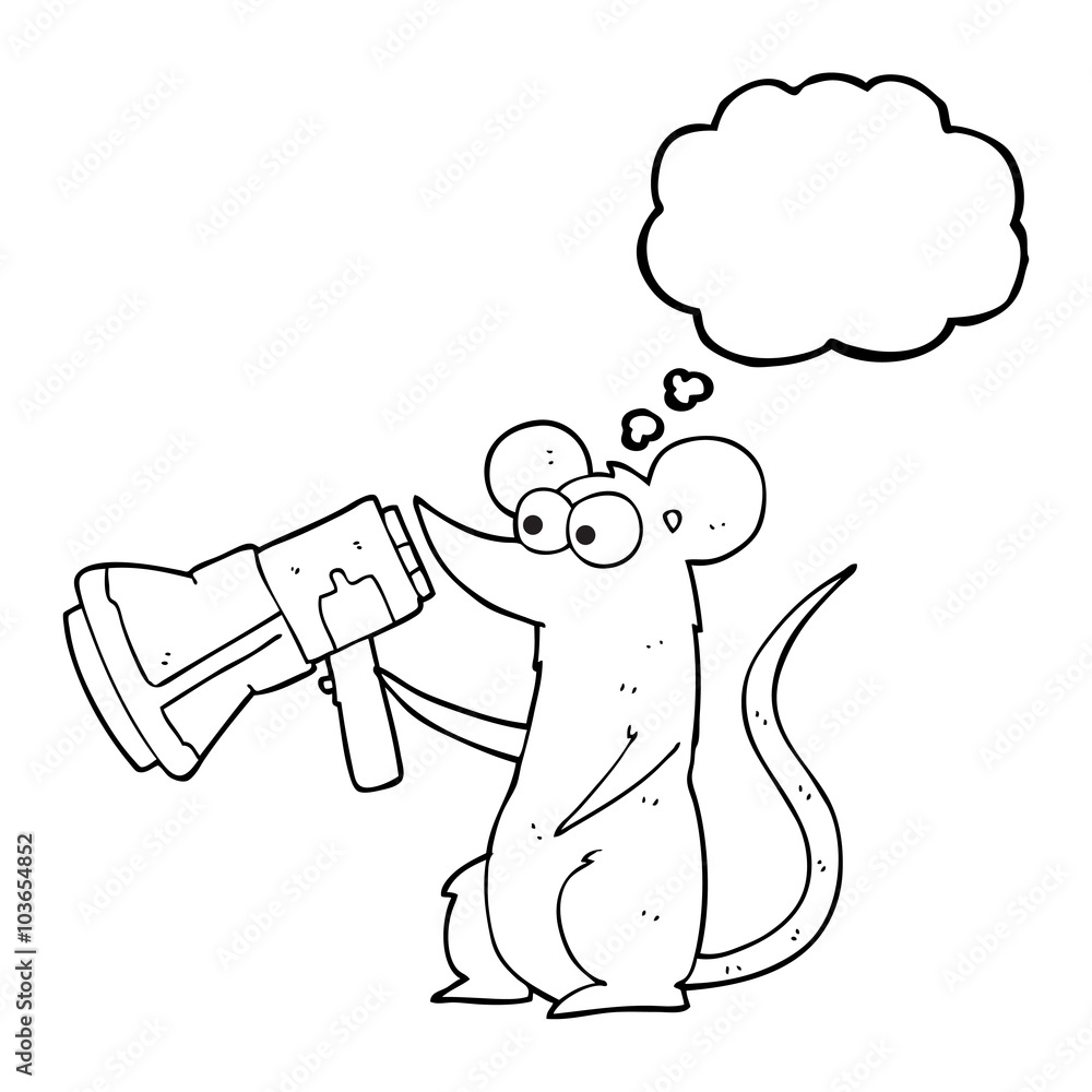 thought bubble cartoon mouse with megaphone thought bubble cartoon mouse with megaphone