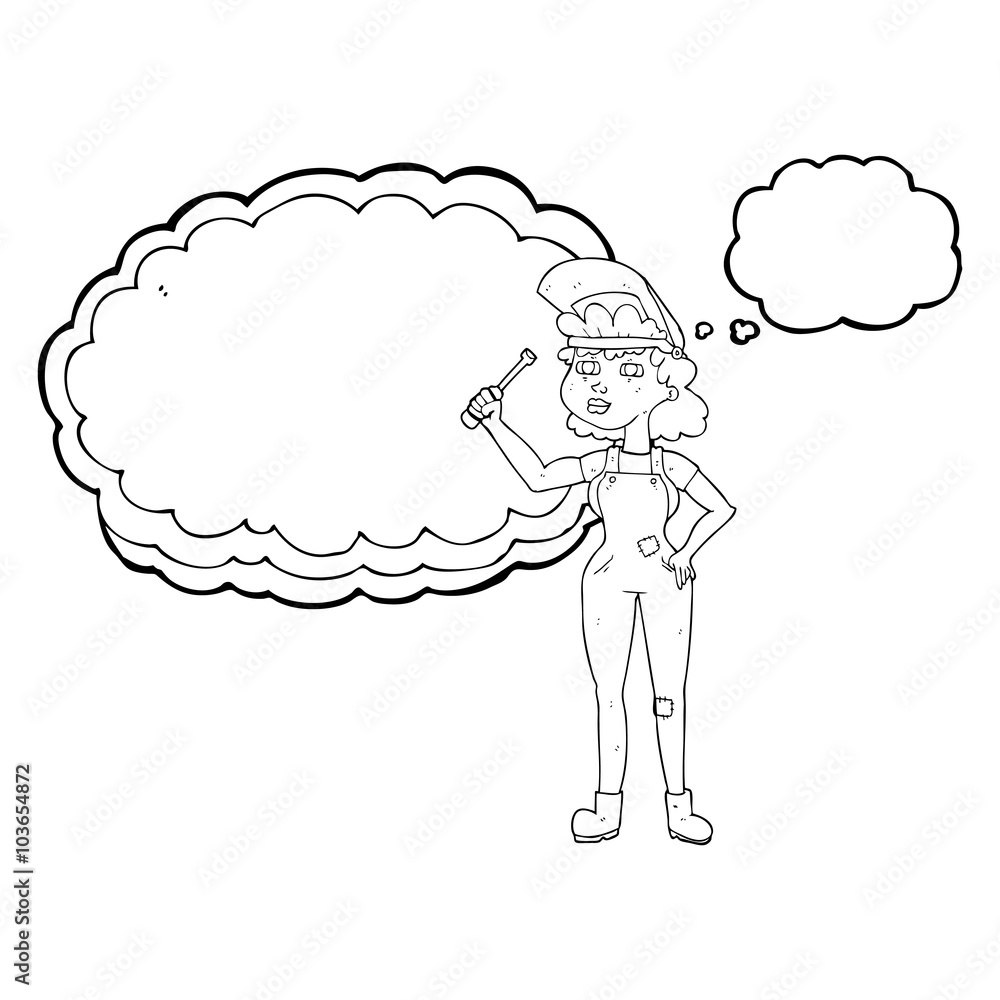 thought bubble cartoon female mechanic thought bubble cartoon female mechanic