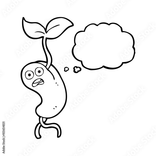thought bubble cartoon sprouting seed