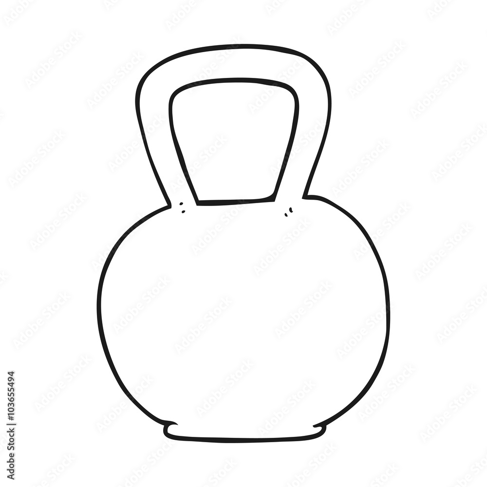 black and white cartoon kettle bell black and white cartoon kettle bell