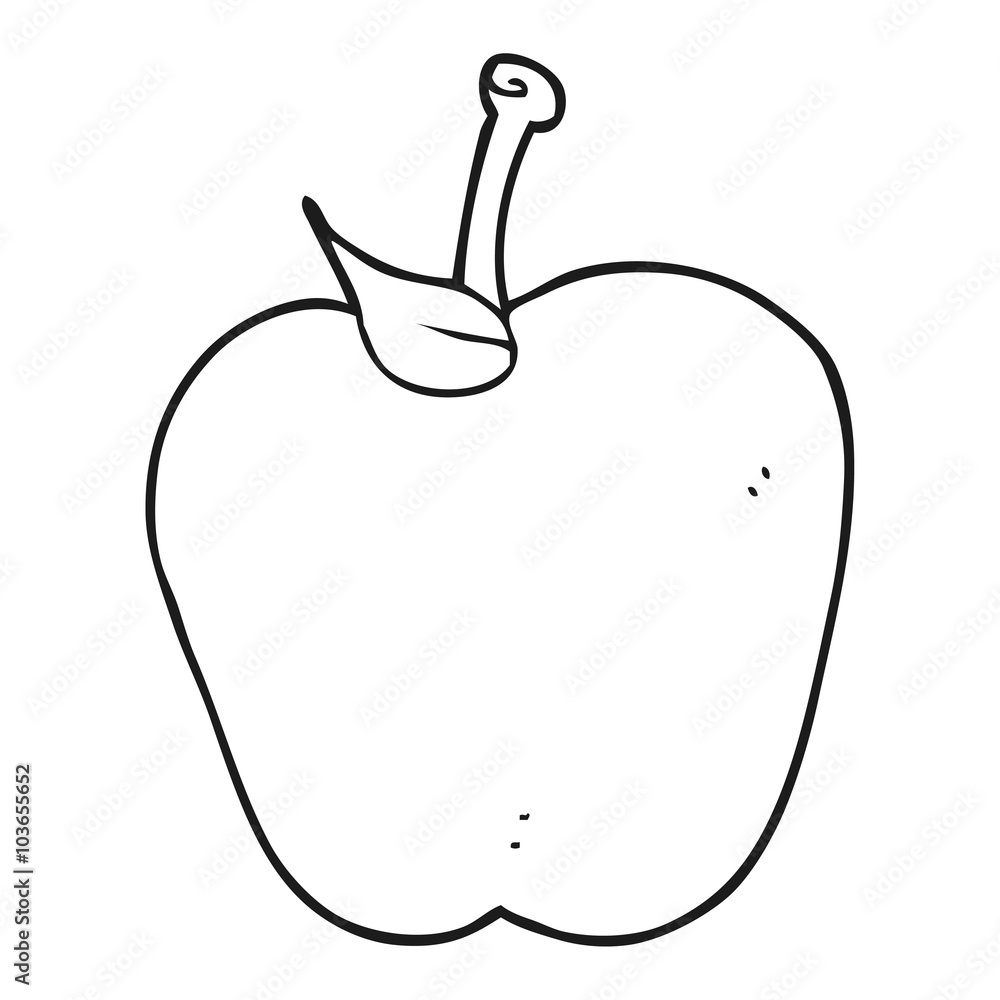 black and white cartoon apple Stock Vector | Adobe Stock