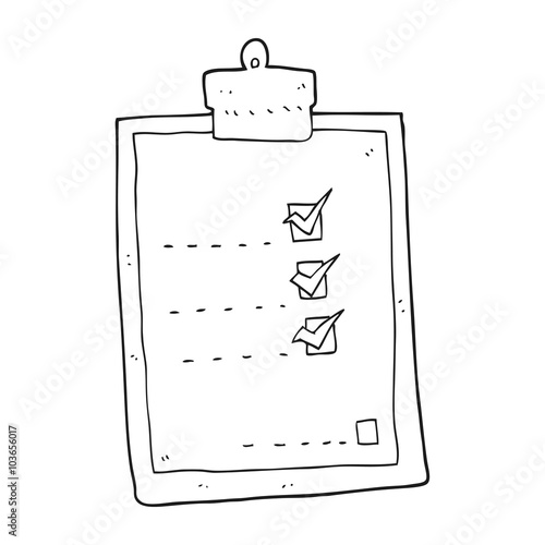 black and white cartoon check list