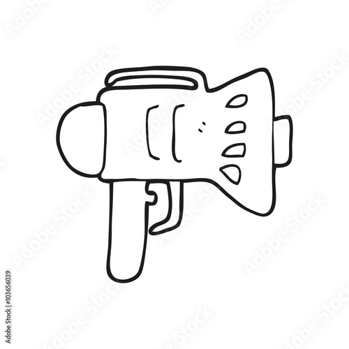 black and white cartoon loud hailer