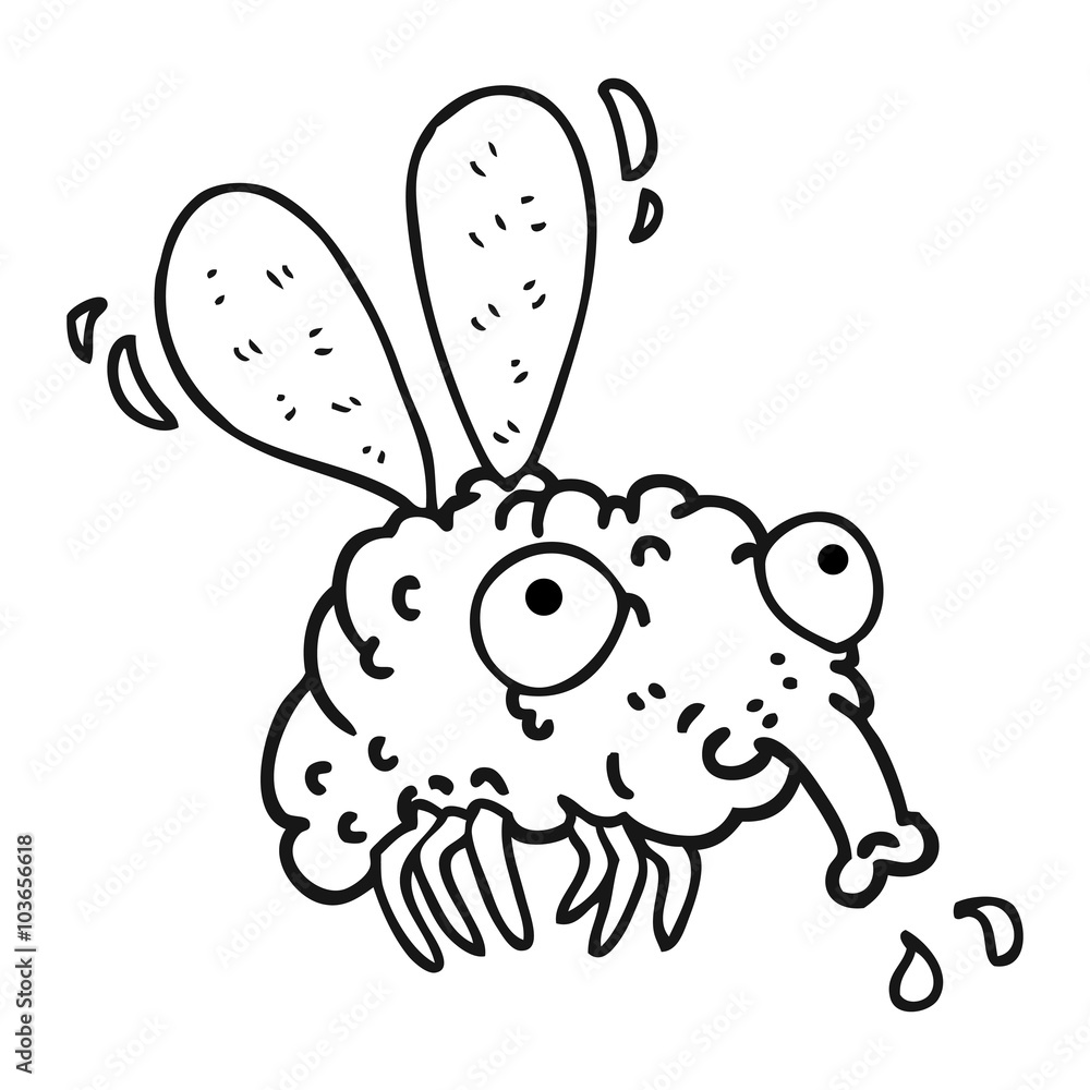 black and white cartoon fly black and white cartoon fly
