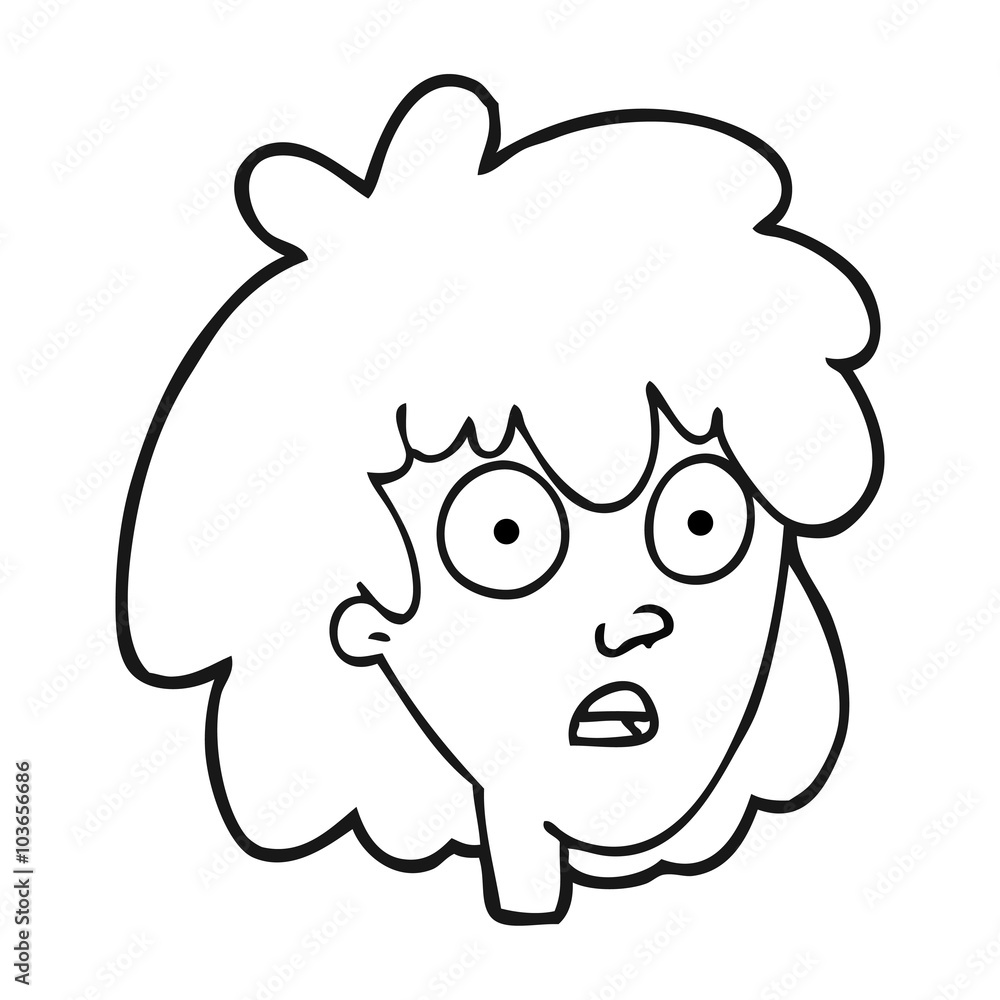 black and white cartoon female face black and white cartoon female face
