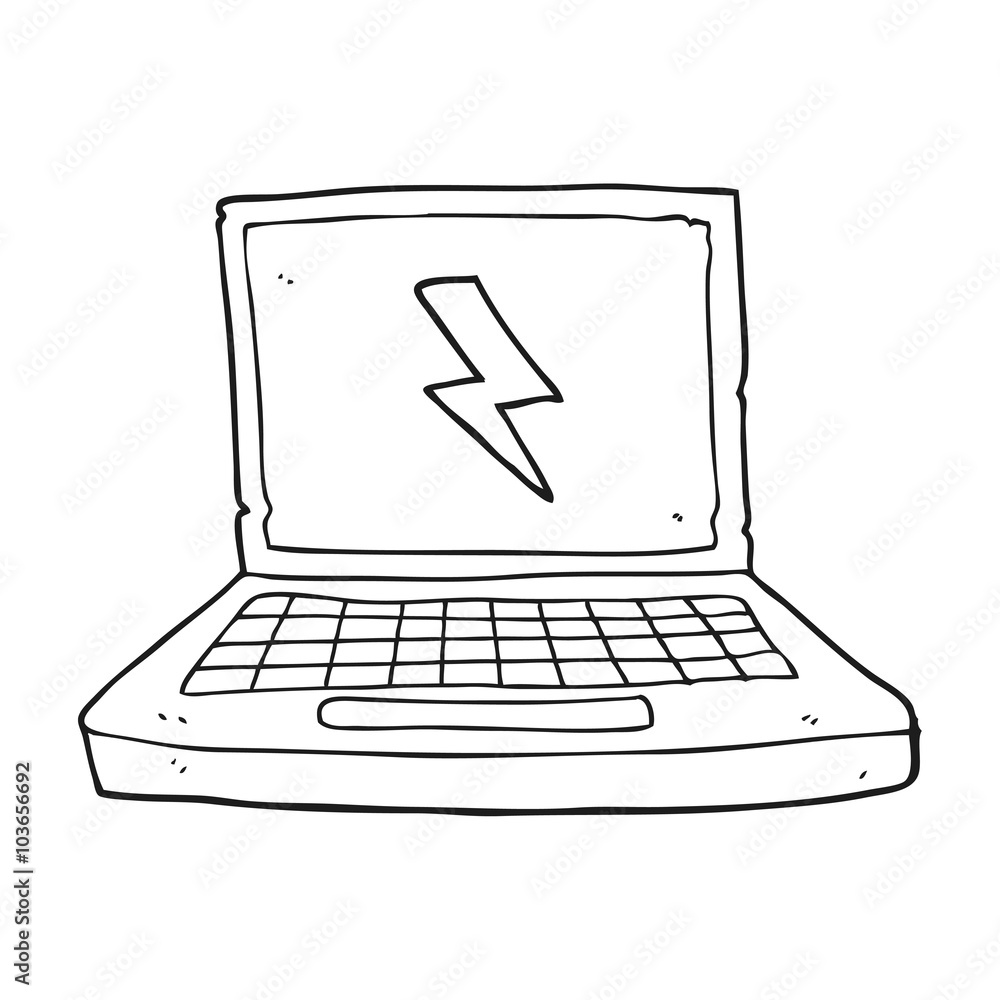 black and white cartoon laptop computer black and white cartoon laptop computer