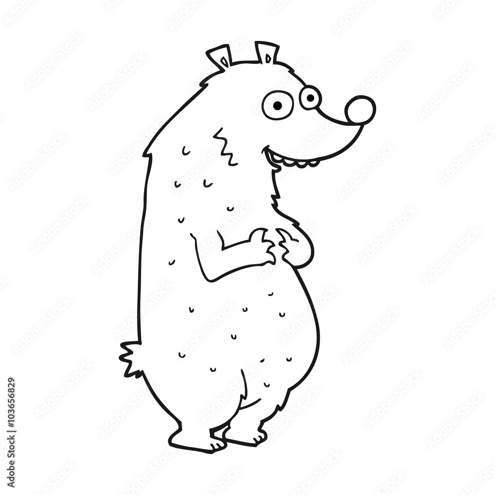 black and white cartoon bear black and white cartoon bear