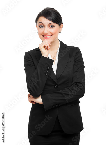 Smiling businesswoman isolated on white