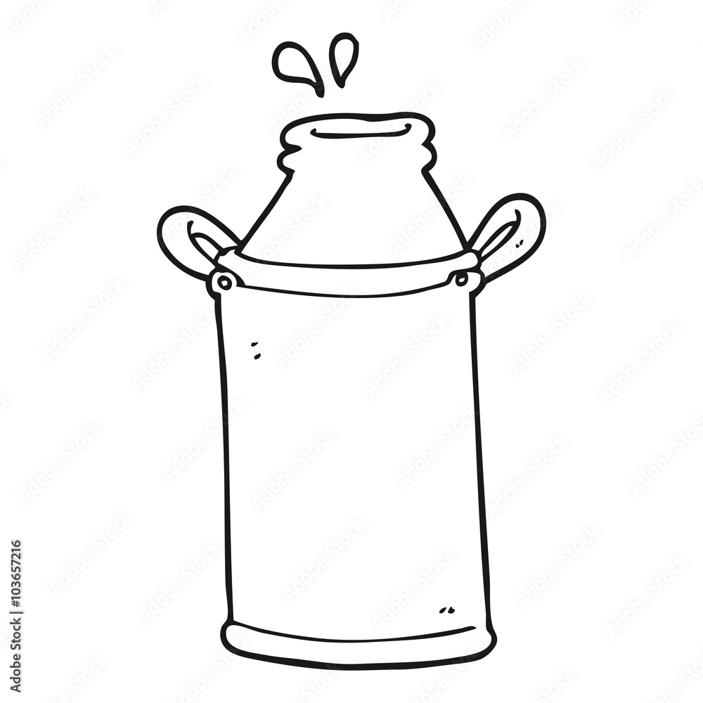 black and white cartoon milk barrel