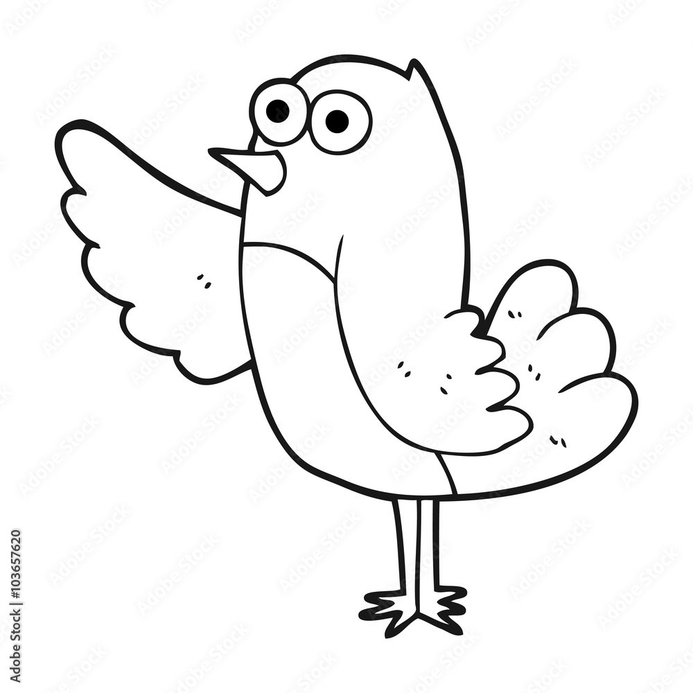 black and white cartoon bird black and white cartoon bird