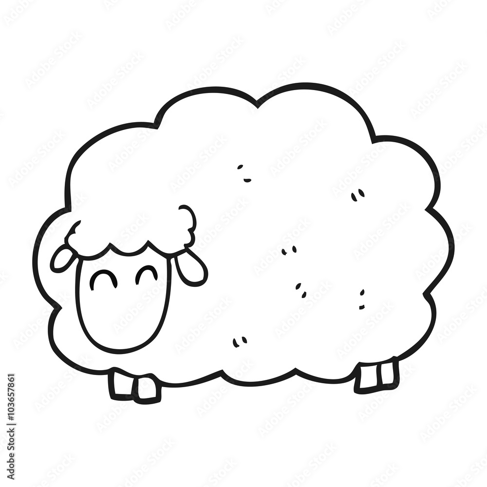 black and white cartoon sheep black and white cartoon sheep