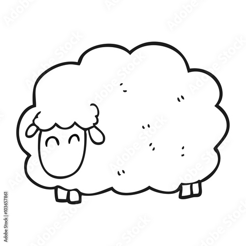 black and white cartoon sheep