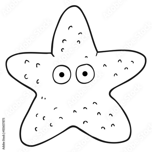 black and white cartoon starfish