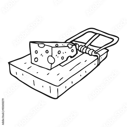 black and white cartoon mouse trap