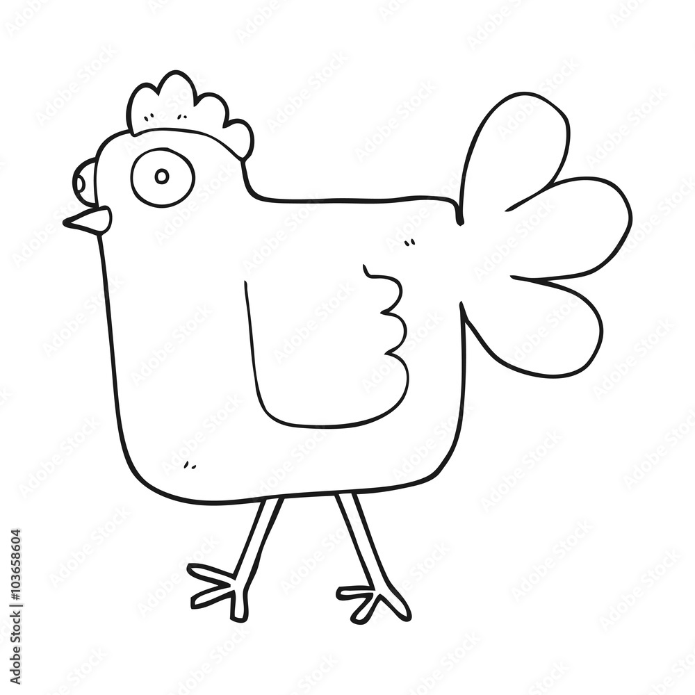 black and white cartoon chicken black and white cartoon chicken