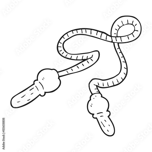 black and white cartoon skipping rope