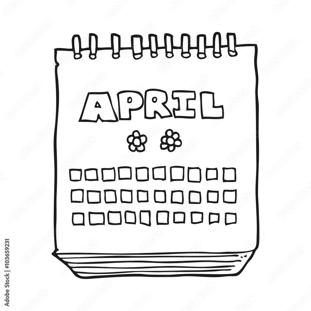 april clipart black and white