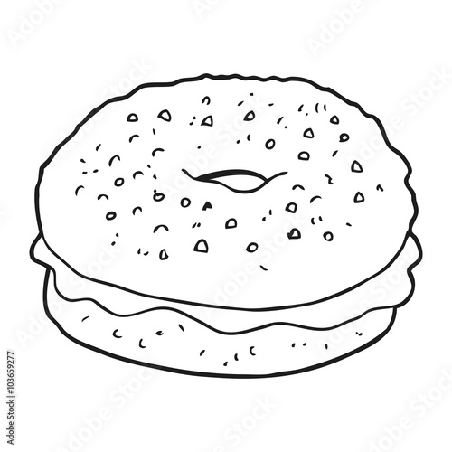black and white cartoon bagel