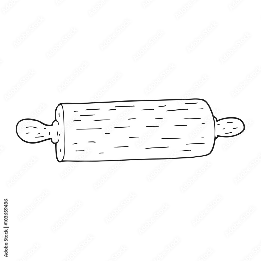 black and white cartoon rolling pin Stock Vector | Adobe Stock