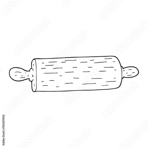 black and white cartoon rolling pin