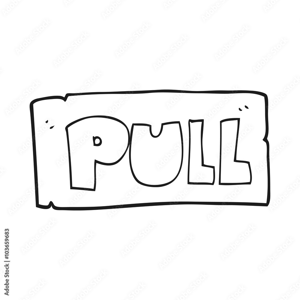 black and white cartoon door pull sign black and white cartoon door pull sign