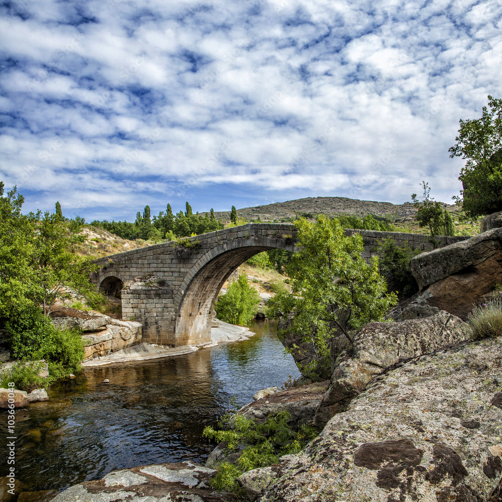 Medieval bridge over the Alberche river, Sierra de Gredos, Spain
