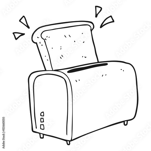 black and white cartoon toaster