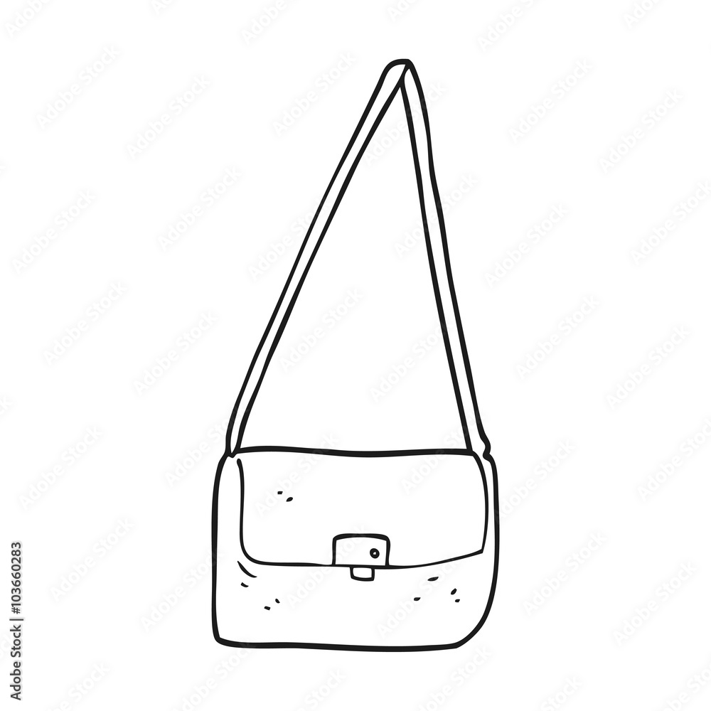 black and white cartoon handbag