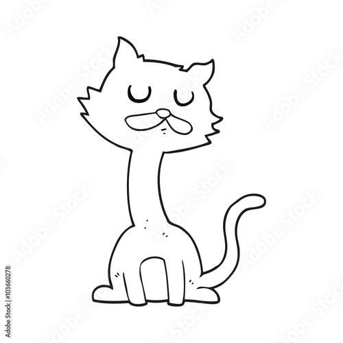 black and white cartoon cat