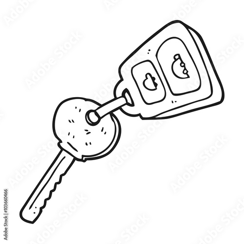 black and white cartoon key