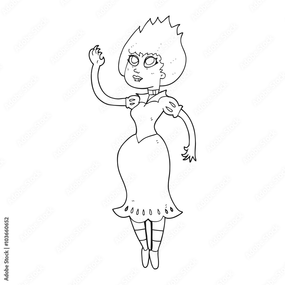 black and white cartoon vampire girl black and white cartoon vampire girl