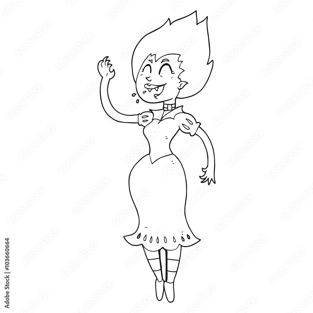black and white cartoon vampire girl black and white cartoon vampire girl