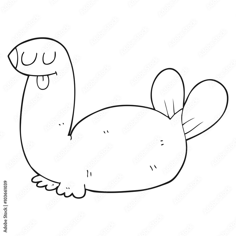 black and white cartoon seal black and white cartoon seal