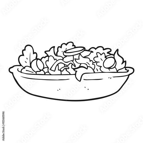 black and white cartoon salad