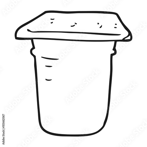 black and white cartoon yogurt pot