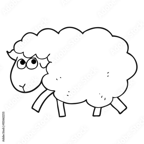 black and white cartoon sheep