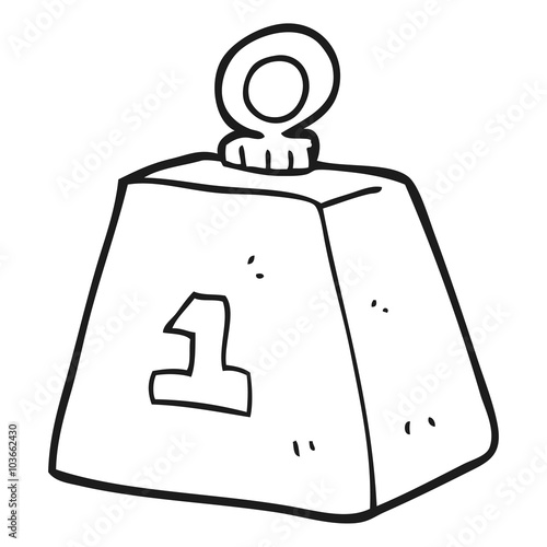 black and white cartoon one ton weight