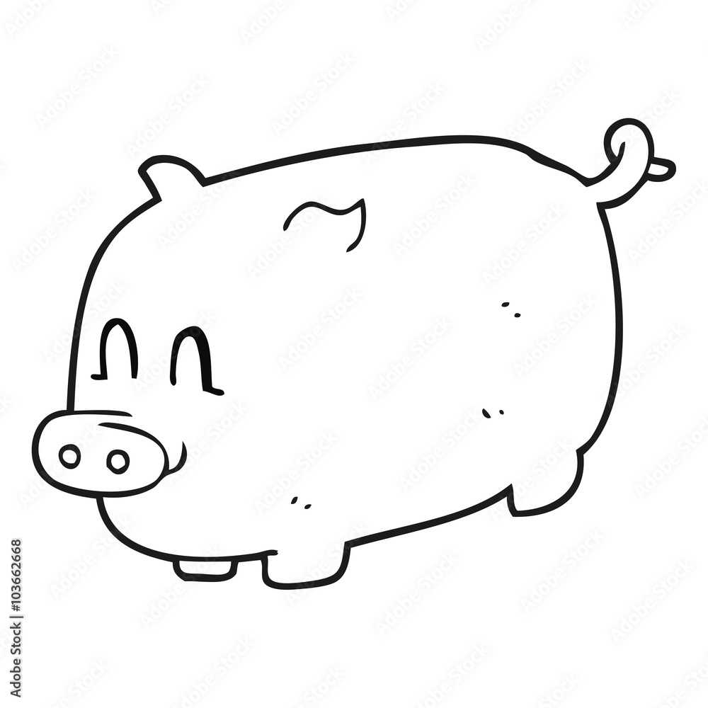 black and white cartoon pig black and white cartoon pig