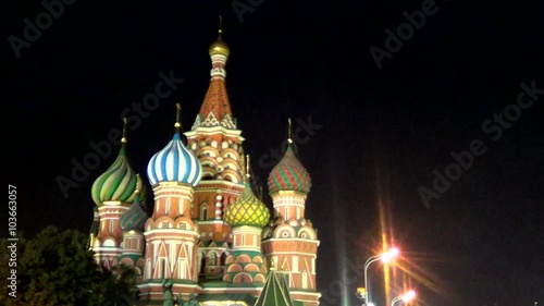 Moscow, Saint Basil's Intercession cathedral at night 