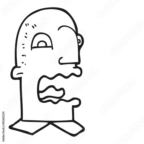 black and white cartoon burping man
