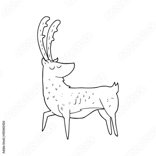 black and white cartoon manly stag